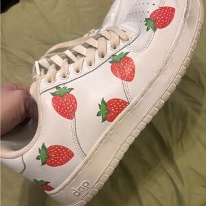 White Sneakers with Red Strawberry Print - Men